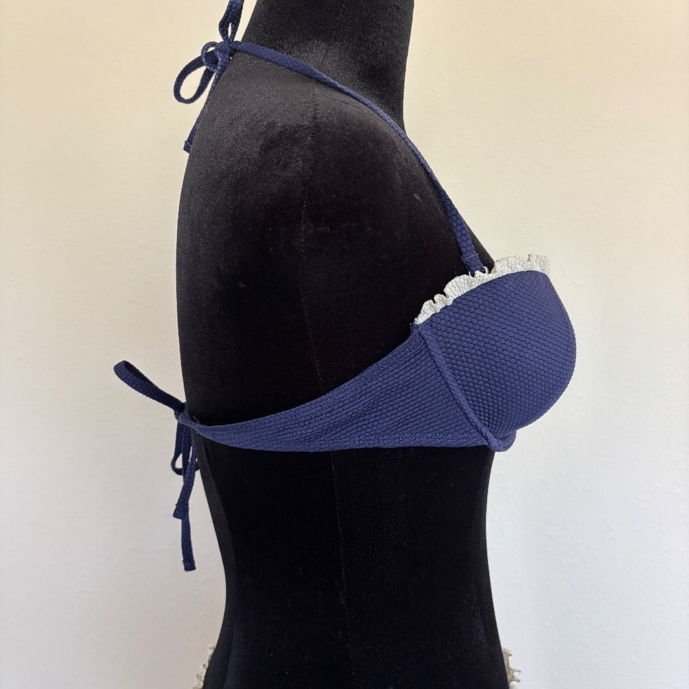 Topshop Navy Ruffle Bikini Top - Picture 2 of 6